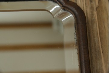 和製アンティーク　高級品!!　総桑材　上質な和の空間づくりにおすすめの彫刻入り姿見　(R-076026)