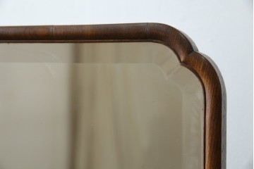 和製アンティーク　高級品!!　総桑材　上質な和の空間づくりにおすすめの彫刻入り姿見　(R-076026)