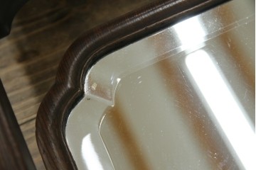 和製アンティーク　高級品!!　総桑材　上質な和の空間づくりにおすすめの彫刻入り姿見　(R-076026)