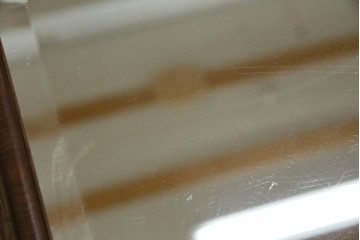 和製アンティーク　高級品!!　総桑材　上質な和の空間づくりにおすすめの彫刻入り姿見　(R-076026)