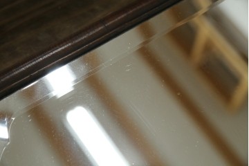 和製アンティーク　高級品!!　総桑材　上質な和の空間づくりにおすすめの彫刻入り姿見　(R-076026)