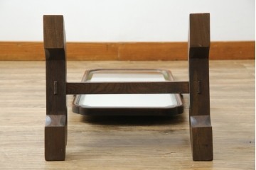 和製アンティーク　高級品!!　総桑材　上質な和の空間づくりにおすすめの彫刻入り姿見　(R-076026)