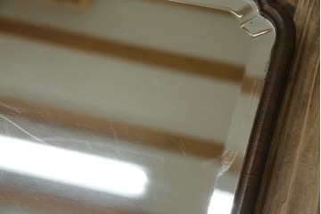 和製アンティーク　高級品!!　総桑材　上質な和の空間づくりにおすすめの彫刻入り姿見　(R-076026)