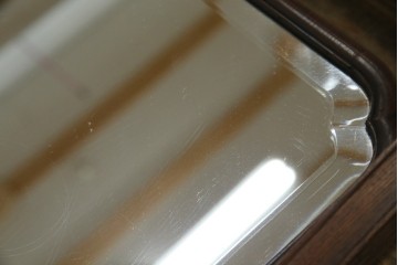 和製アンティーク　高級品!!　総桑材　上質な和の空間づくりにおすすめの彫刻入り姿見　(R-076026)