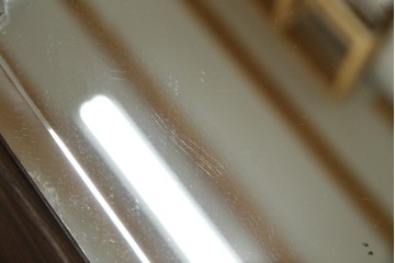 和製アンティーク　高級品!!　総桑材　上質な和の空間づくりにおすすめの彫刻入り姿見　(R-076026)