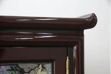 中古　韓国民芸家具　繊細な螺鈿(ラデン)細工が美しい飾り棚(収納棚、戸棚、店舗什器)(R-076027)