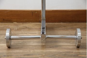 中古　美品　BoConcept(ボーコンセプト)　シンプルで洗練されたデザインのキャスター付きガラストップサイドテーブル(コーヒーテーブル、エンドテーブル、花台、飾り台、北欧)(定価約9万円)(R-076030)