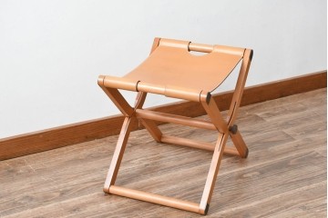 中古　HERMES(エルメス)　本革　PIPPAシリーズ　イエローカラーのレザーが魅力的な折り畳み式チェア　定価約160万円　(R-076033)