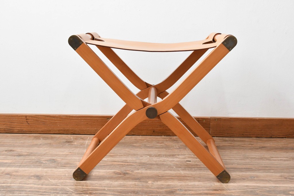 中古　HERMES(エルメス)　本革　PIPPAシリーズ　イエローカラーのレザーが魅力的な折り畳み式チェア　定価約160万円　(R-076033)