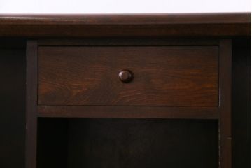 中古　松本民芸家具　希少モデル　格子模様が特徴的なK型ライティングビューロー(ワークデスク、簿記机、収納棚、戸棚、在宅用、在宅ワーク用)(R-076034)