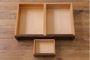 中古　松本民芸家具　希少モデル　格子模様が特徴的なK型ライティングビューロー(ワークデスク、簿記机、収納棚、戸棚、在宅用、在宅ワーク用)(R-076034)