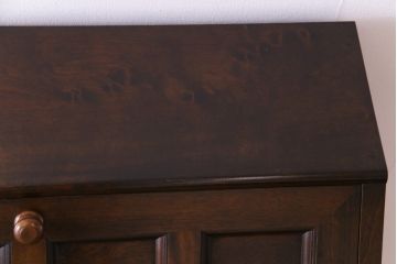 中古　松本民芸家具　希少モデル　格子模様が特徴的なK型ライティングビューロー(ワークデスク、簿記机、収納棚、戸棚、在宅用、在宅ワーク用)(R-076034)