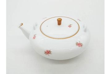 大倉陶園(OKURA、OAC)　小花　プチローズ　可憐で上品な雰囲気を醸し出す茶器セット(バラ、薔薇、急須、湯呑み5客、湯のみ、箱付き、洋食器)(R-076035)