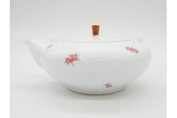大倉陶園(OKURA、OAC)　小花　プチローズ　可憐で上品な雰囲気を醸し出す茶器セット(バラ、薔薇、急須、湯呑み5客、湯のみ、箱付き、洋食器)(R-076035)