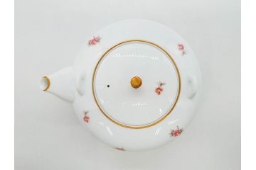 大倉陶園(OKURA、OAC)　小花　プチローズ　可憐で上品な雰囲気を醸し出す茶器セット(バラ、薔薇、急須、湯呑み5客、湯のみ、箱付き、洋食器)(R-076035)