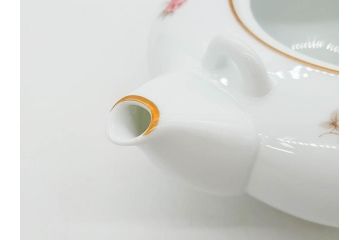 大倉陶園(OKURA、OAC)　小花　プチローズ　可憐で上品な雰囲気を醸し出す茶器セット(バラ、薔薇、急須、湯呑み5客、湯のみ、箱付き、洋食器)(R-076035)