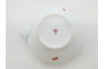 大倉陶園(OKURA、OAC)　小花　プチローズ　可憐で上品な雰囲気を醸し出す茶器セット(バラ、薔薇、急須、湯呑み5客、湯のみ、箱付き、洋食器)(R-076035)