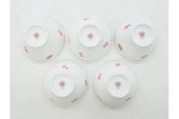 大倉陶園(OKURA、OAC)　小花　プチローズ　可憐で上品な雰囲気を醸し出す茶器セット(バラ、薔薇、急須、湯呑み5客、湯のみ、箱付き、洋食器)(R-076035)