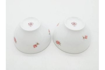 大倉陶園(OKURA、OAC)　小花　プチローズ　可憐で上品な雰囲気を醸し出す茶器セット(バラ、薔薇、急須、湯呑み5客、湯のみ、箱付き、洋食器)(R-076035)