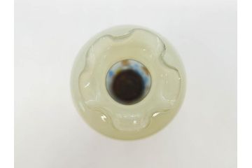 昭和レトロ　戦前　大正　可愛らしいデザインの古いマーブルガラス花瓶2個セット(フリル、色被せ、一輪挿し、花入、花器、硝子、吹きガラス)(R-076039)