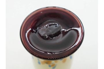 昭和レトロ　戦前　大正　可愛らしいデザインの古いマーブルガラス花瓶2個セット(フリル、色被せ、一輪挿し、花入、花器、硝子、吹きガラス)(R-076039)