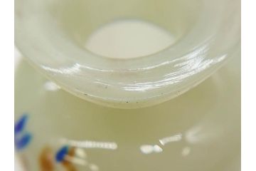 昭和レトロ　戦前　大正　可愛らしいデザインの古いマーブルガラス花瓶2個セット(フリル、色被せ、一輪挿し、花入、花器、硝子、吹きガラス)(R-076039)
