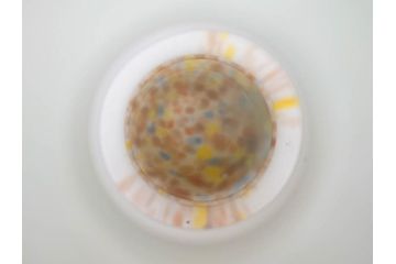 昭和レトロ　戦前　大正　可愛らしいデザインの古いマーブルガラス花瓶2個セット(フリル、色被せ、一輪挿し、花入、花器、硝子、吹きガラス)(R-076040)