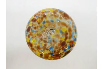 昭和レトロ　戦前　大正　可愛らしいデザインの古いマーブルガラス花瓶2個セット(フリル、色被せ、一輪挿し、花入、花器、硝子、吹きガラス)(R-076040)