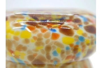 昭和レトロ　戦前　大正　可愛らしいデザインの古いマーブルガラス花瓶2個セット(フリル、色被せ、一輪挿し、花入、花器、硝子、吹きガラス)(R-076040)