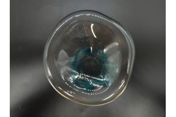 戦前　大正〜昭和初期　昭和レトロ　青フリル　澄んだブルーカラーが素敵なガラス花瓶2個セット(一輪挿し、花入、花器、硝子)(R-076041)
