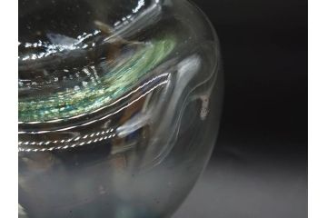 戦前　大正〜昭和初期　昭和レトロ　青フリル　澄んだブルーカラーが素敵なガラス花瓶2個セット(一輪挿し、花入、花器、硝子)(R-076041)
