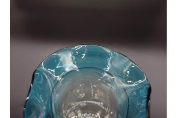 戦前　大正〜昭和初期　昭和レトロ　青フリル　澄んだブルーカラーが素敵なガラス花瓶2個セット(一輪挿し、花入、花器、硝子)(R-076041)