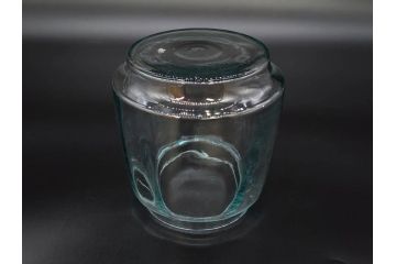 昭和レトロ　当時物　大正〜昭和初期　アルミ蓋　昔懐かしい雰囲気漂うガラス瓶3個セット(キャニスター、ガラスビン、硝子、菓子瓶、フタ付き)(R-076042)