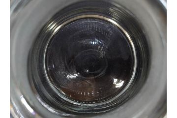 アンティーク雑貨　昭和レトロ　お洒落なインテリアとしても活躍してくれる蓋付きガラス瓶3個セット(キャニスター、硝子、ガラスビン、菓子瓶、フタ付き、MADE IN OCCUPIED JAPAN(占領下の日本製)、オキュパイド ジャパン)(R-076043)