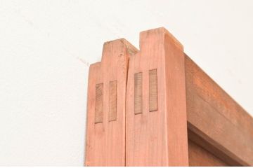 アンティーク建具　明るい木色が温かみを感じるガラス戸2枚セット(引き戸)(R-076045)