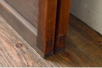 アンティーク建具　明るい木色が温かみを感じるガラス戸2枚セット(引き戸)(R-076045)