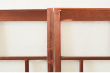 アンティーク建具　大正ロマン　古い木味が趣あふれるガラス戸4枚セット(引き戸)(R-076046)