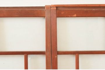 アンティーク建具　大正ロマン　古い木味が趣あふれるガラス戸4枚セット(引き戸)(R-076046)