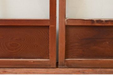 アンティーク建具　大正ロマン　古い木味が趣あふれるガラス戸4枚セット(引き戸)(R-076046)