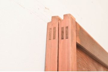 アンティーク建具　明るい木色が温かみを感じるガラス戸2枚セット(引き戸)(R-076047)