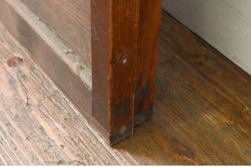 アンティーク建具　明るい木色が温かみを感じるガラス戸2枚セット(引き戸)(R-076047)