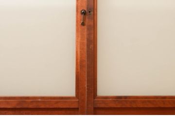アンティーク建具　明るい木色が温かみを感じるガラス戸2枚セット(引き戸)(R-076047)