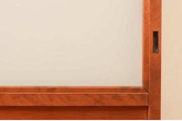 アンティーク建具　明るい木色が温かみを感じるガラス戸2枚セット(引き戸)(R-076047)