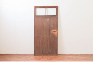 アンティーク建具　ノスタルジックな雰囲気あふれる扉1枚(ドア、ガラス戸、木製扉)(R-076051)