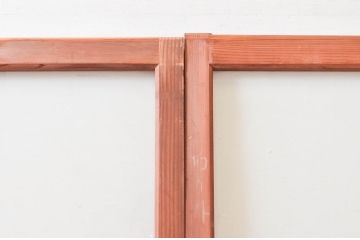 アンティーク建具　趣ある木味が魅力的なガラス戸2枚セット(引き戸)(R-076054)