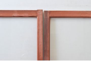 アンティーク建具　趣ある木味が魅力的なガラス戸2枚セット(引き戸)(R-076055)