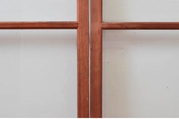 アンティーク建具　趣ある木味が魅力的なガラス戸2枚セット(引き戸)(R-076055)