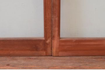 アンティーク建具　趣ある木味が魅力的なガラス戸2枚セット(引き戸)(R-076055)