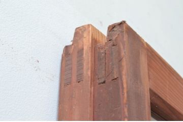 アンティーク建具　趣ある木味が魅力的なガラス戸2枚セット(引き戸)(R-076055)
