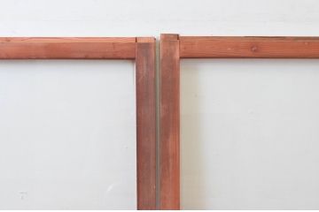 アンティーク建具　趣ある木味が魅力的なガラス戸2枚セット(引き戸)(R-076055)